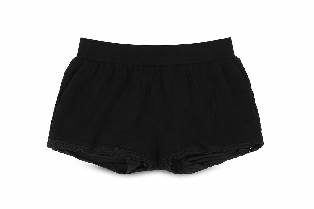 Select Womens Black Viscose Basic Shorts Size 8 Regular Pull On - Lace Trim