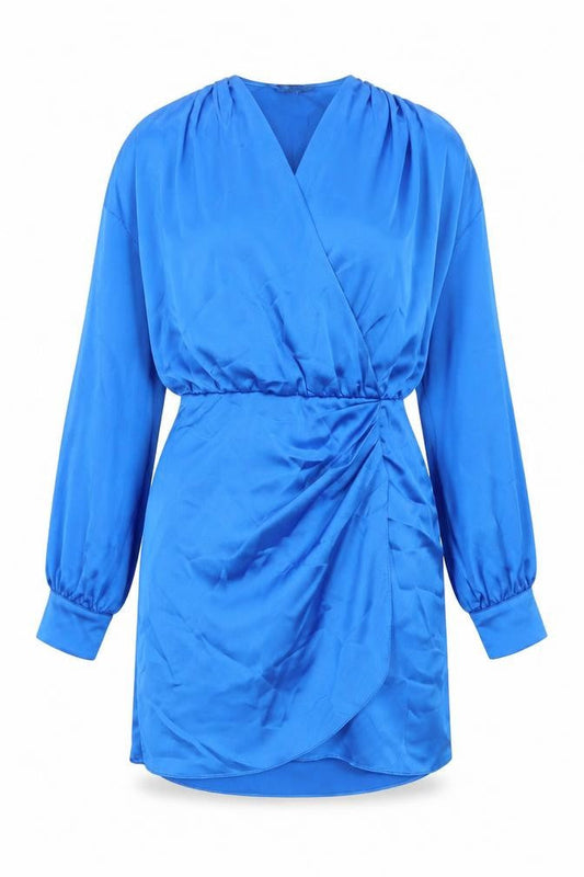 Zara Womens Blue Polyester Shift Size M V-Neck Zip