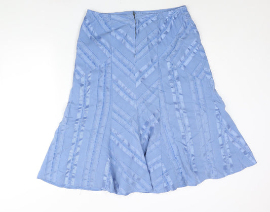 Joanna Hope Womens Blue Striped Polyester Trumpet Skirt Size 32 in Zip