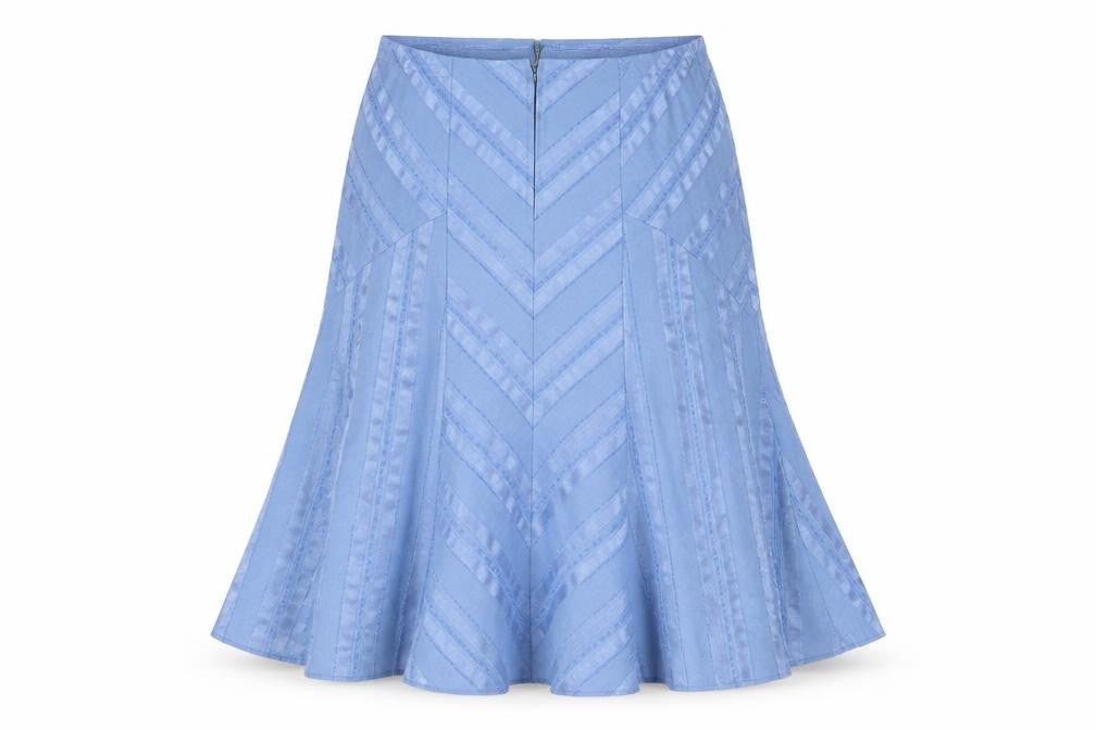 Joanna Hope Womens Blue Striped Polyester Trumpet Skirt Size 32 in Zip