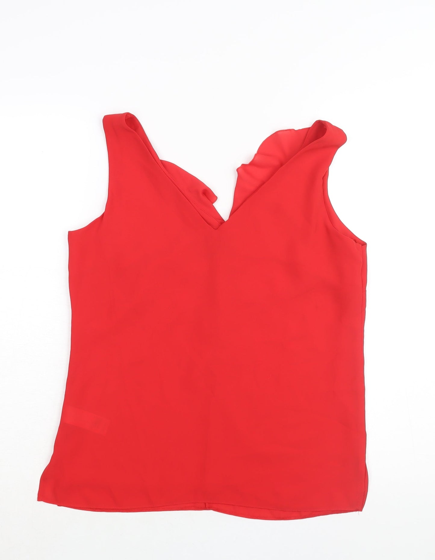 Wallis Womens Red Polyester Camisole Blouse Size 8 V-Neck - Waterfall Frill