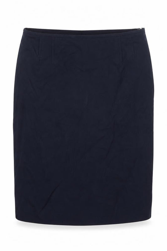 ESCADA Womens Blue Wool Straight & Pencil Skirt Size 14 Zip - Pleat Detail