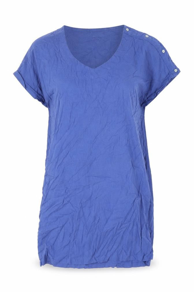 Esprit Womens Blue Linen Shift Size XL V-Neck Button