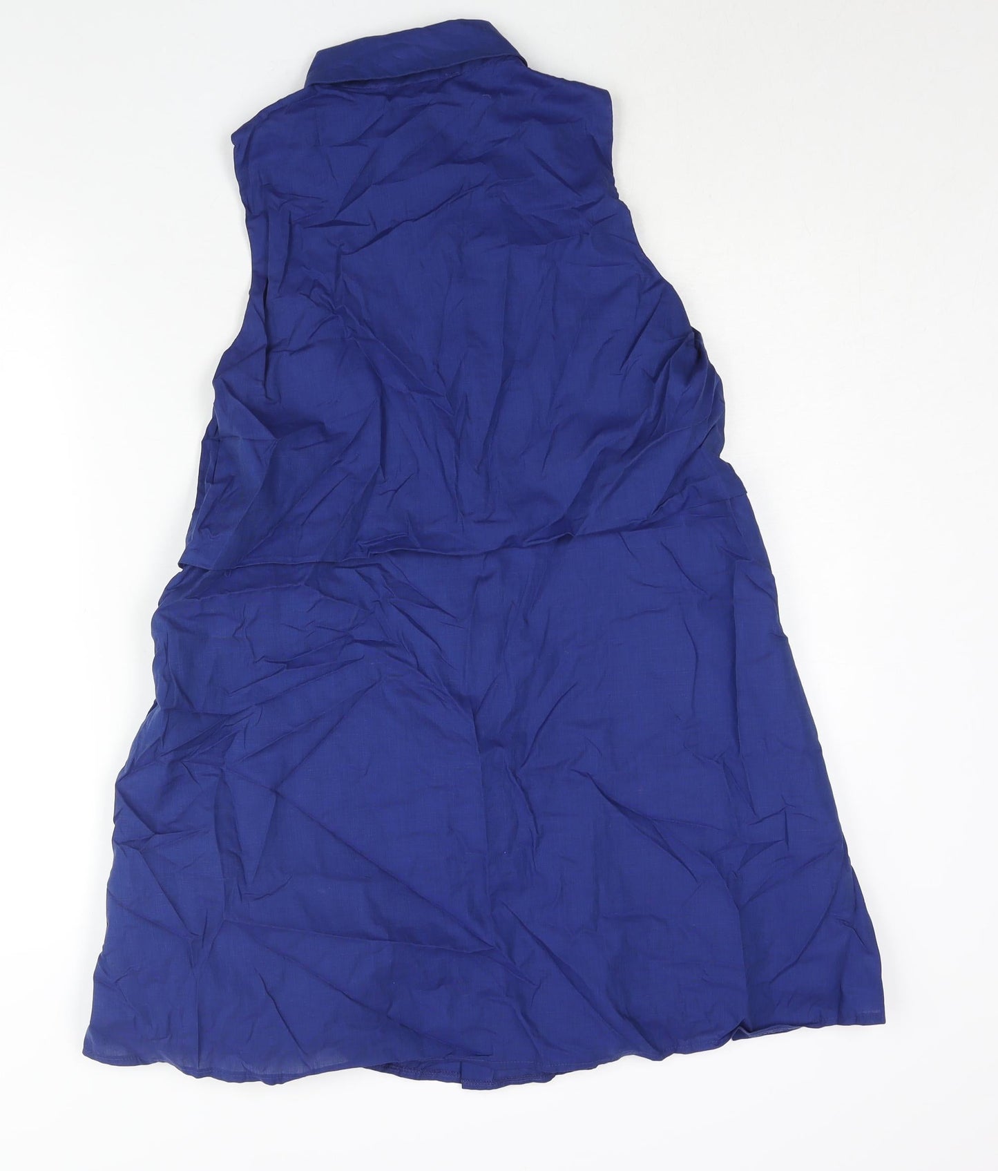 Zara Womens Blue Cotton Shirt Dress Size XS Collared Button - Pleated