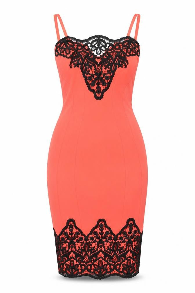 Quiz Womens Pink Polyester Bodycon Size 8 Scoop Neck Zip - Lace Detail