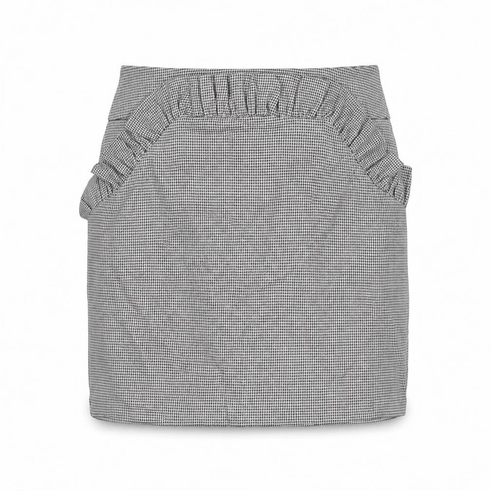 H&M Womens Black Check Polyester Mini Skirt Size 12 Zip - Houndstooth Frill