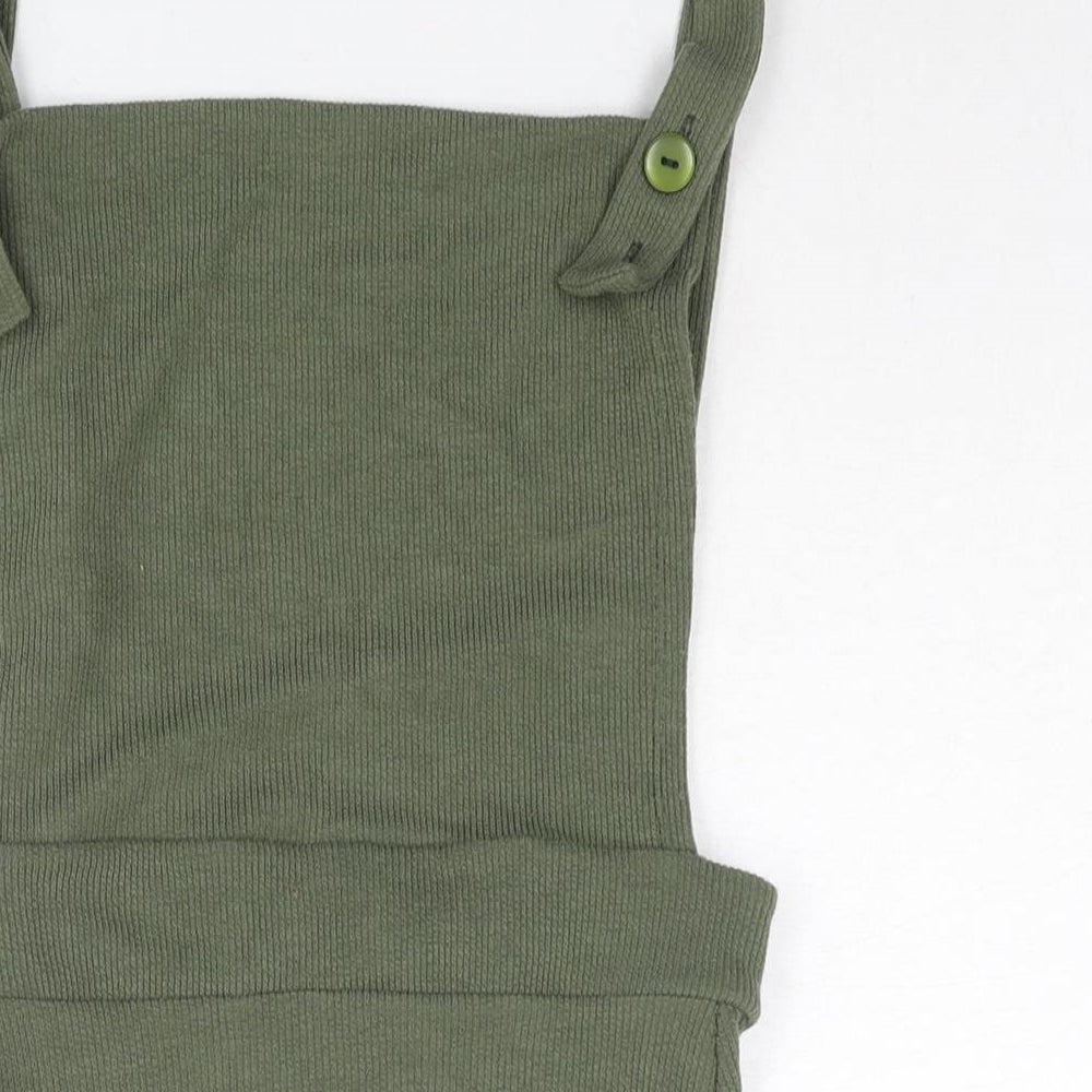 I SAW IT FIRST Womens Green Polyester Pinafore/Dungaree Dress Size 10 Square Neck Button - Backless