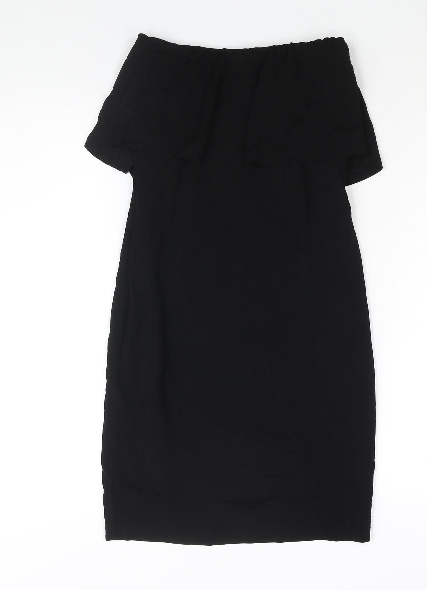 Warehouse Womens Black Viscose Bodycon Size 8 Square Neck Pullover
