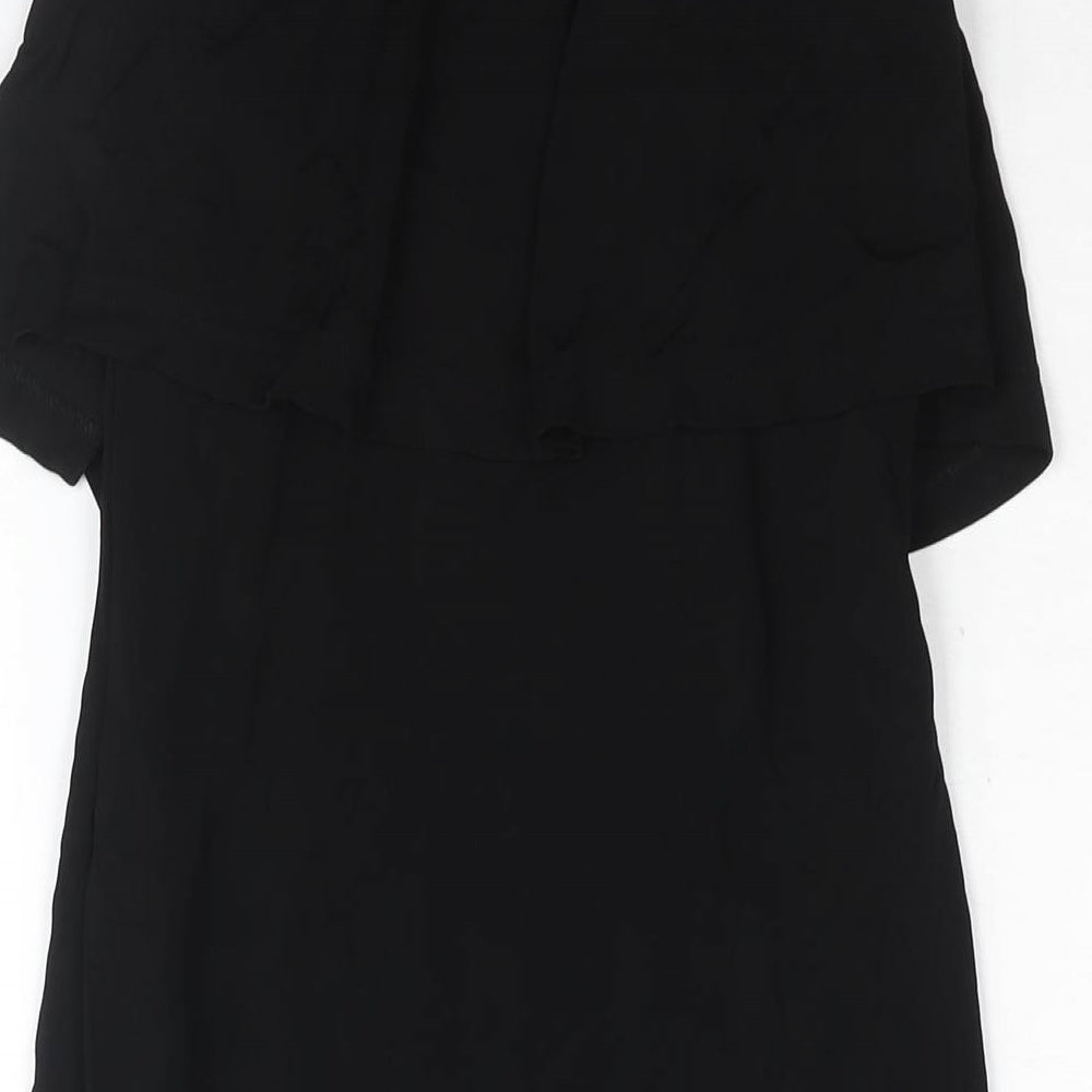 Warehouse Womens Black Viscose Bodycon Size 8 Square Neck Pullover