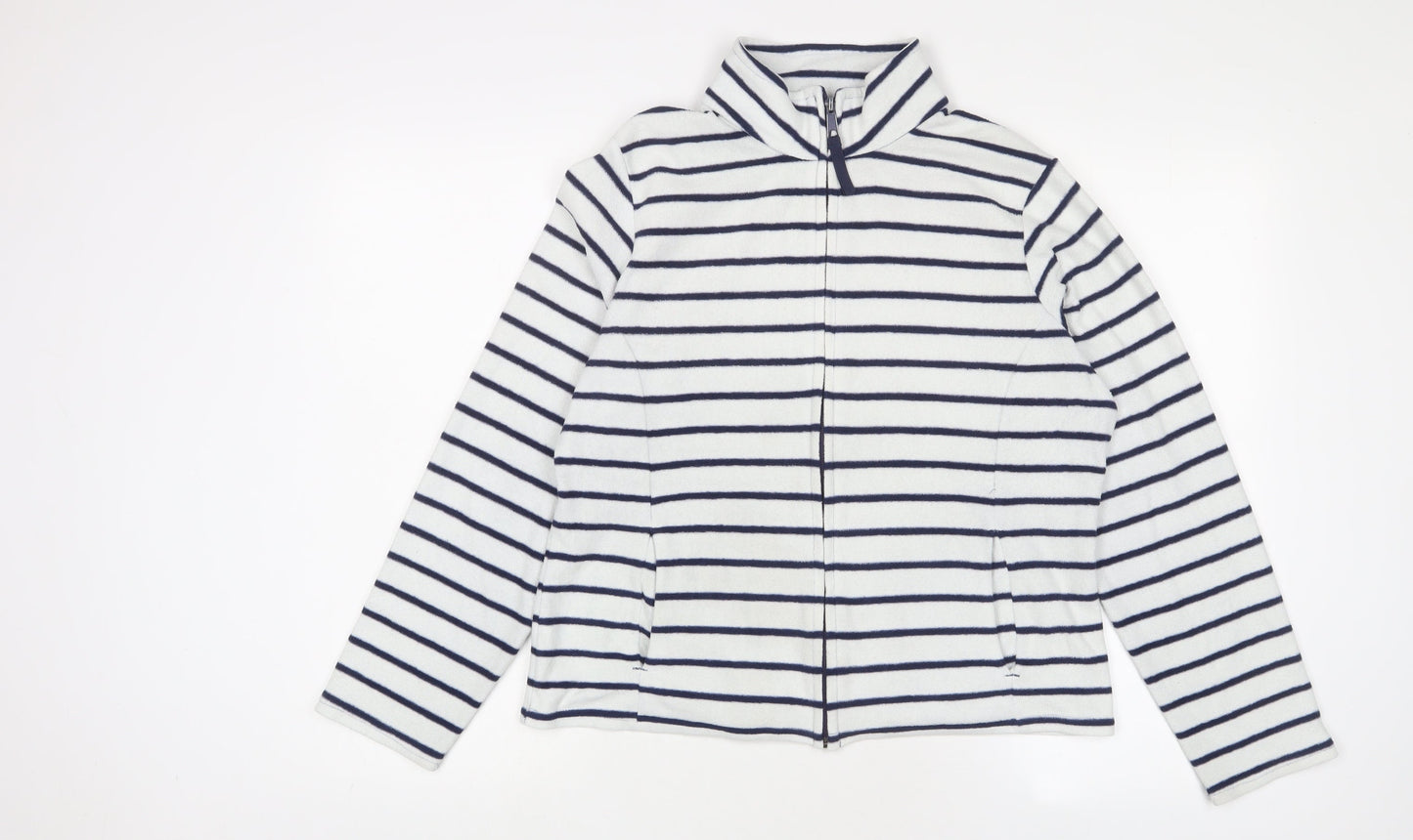 Marks and Spencer Womens White Striped Jacket Size 14 Zip