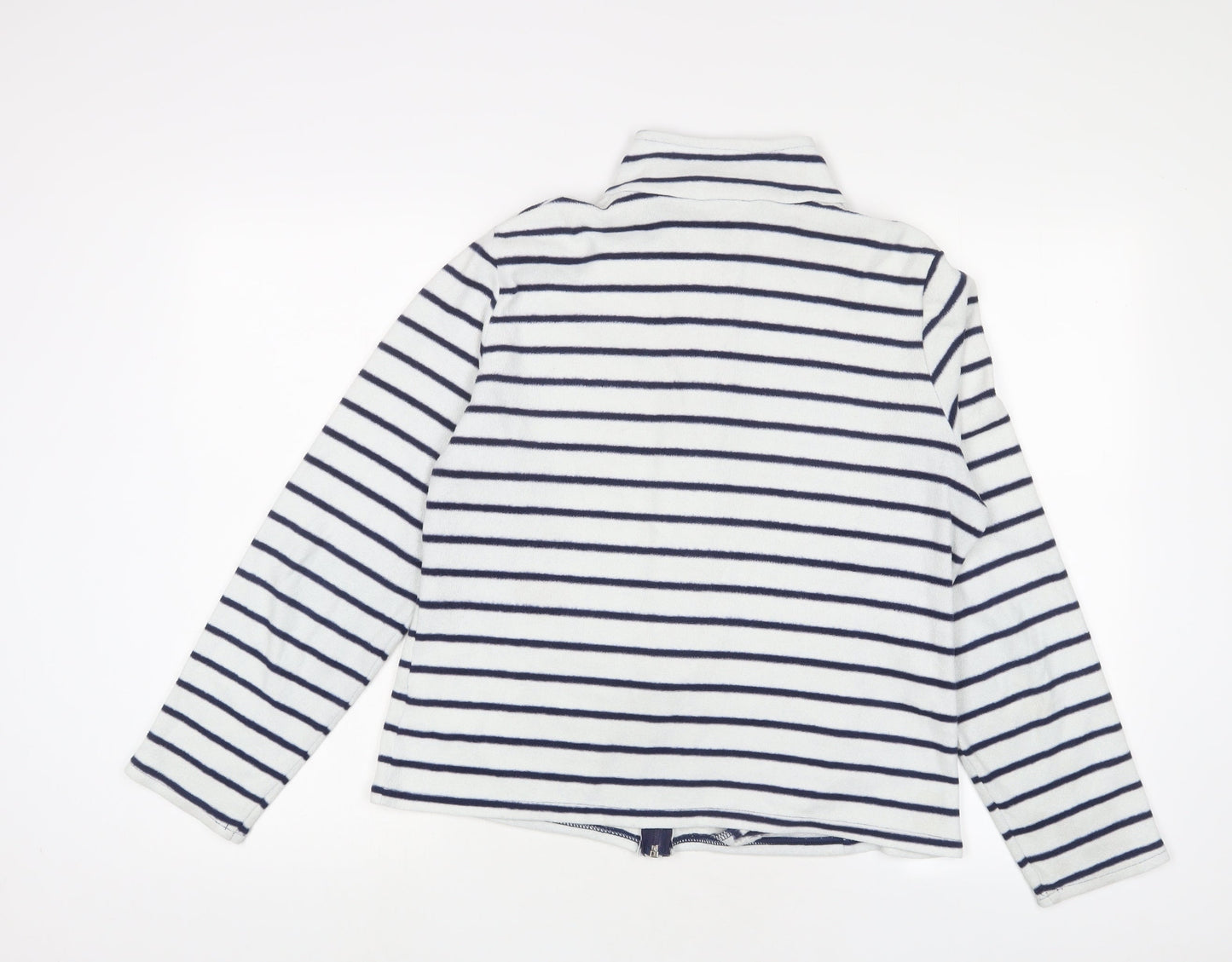 Marks and Spencer Womens White Striped Jacket Size 14 Zip