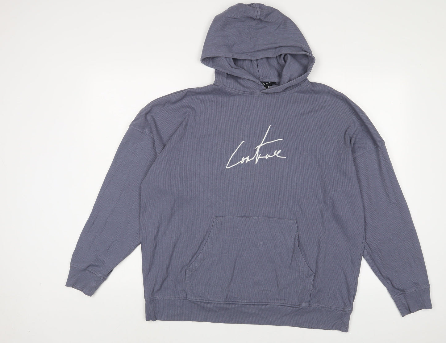 Coulture Womens Blue Cotton Pullover Hoodie Size S Pullover - Embroidered, Logo