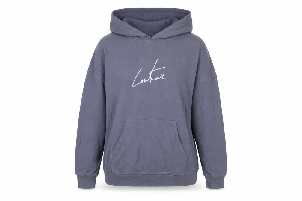 Coulture Womens Blue Cotton Pullover Hoodie Size S Pullover - Embroidered, Logo
