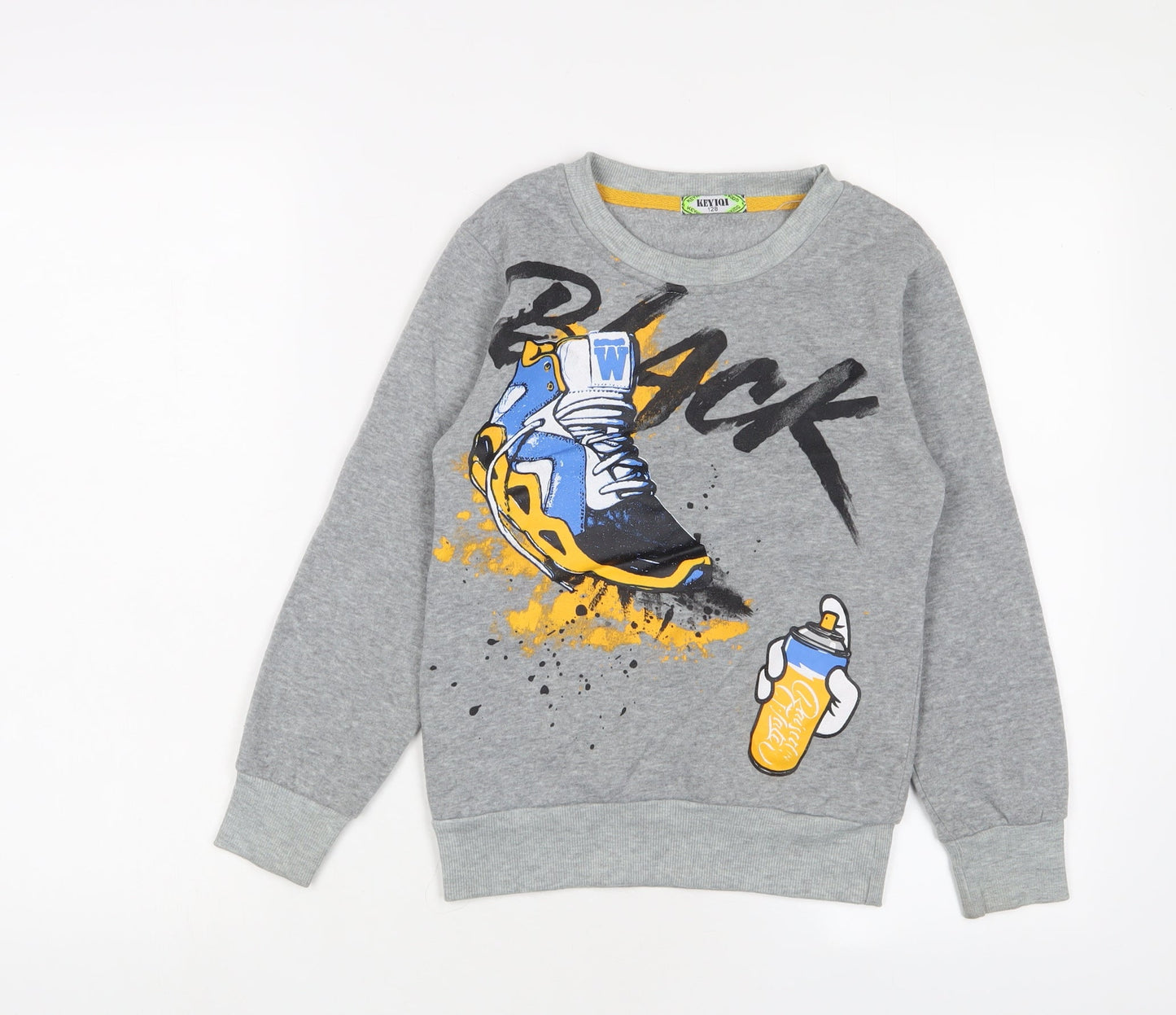 Keyiqi Boys Grey Cotton Pullover Sweatshirt Size 6 Years Pullover