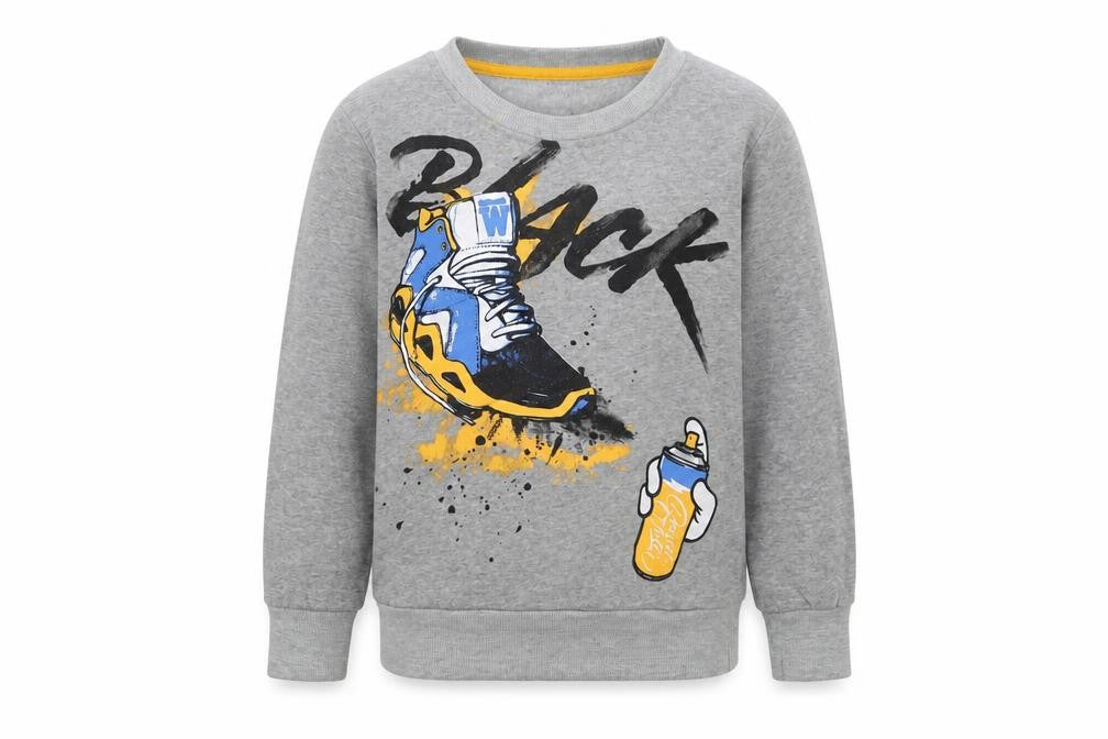 Keyiqi Boys Grey Cotton Pullover Sweatshirt Size 6 Years Pullover