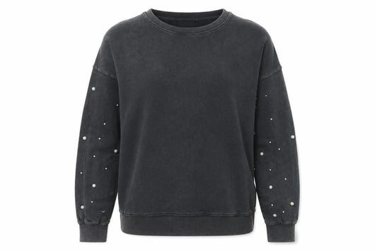 New Look Womens Grey Cotton Pullover Sweatshirt Size M Pullover - Beaded