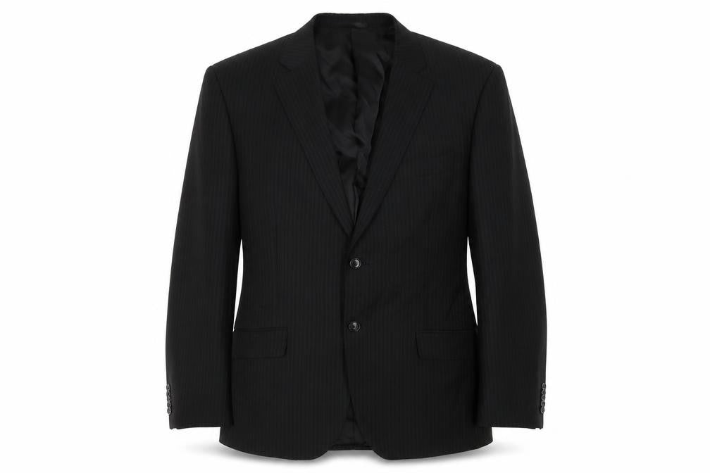 Linea Mens Black Striped Polyester Jacket Suit Jacket Size 44 Regular