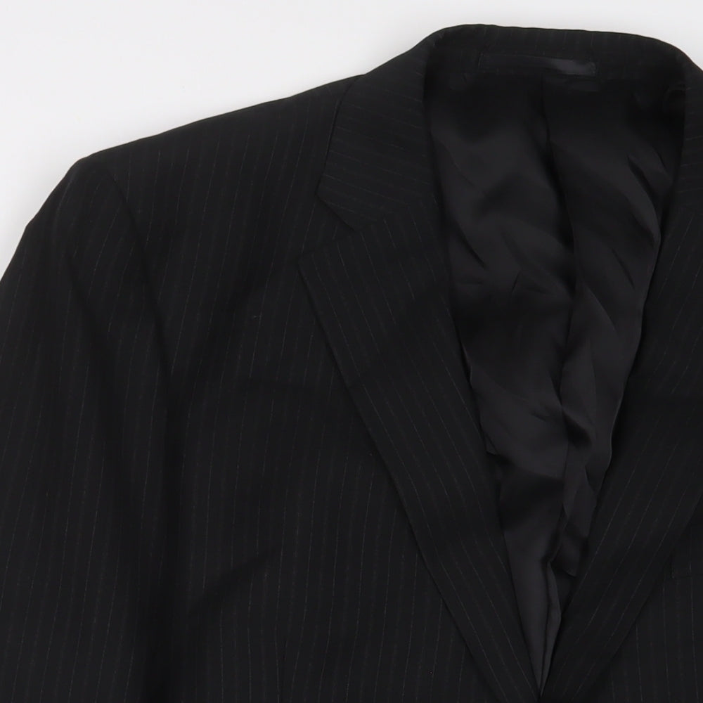 Linea Mens Black Striped Polyester Jacket Suit Jacket Size 44 Regular