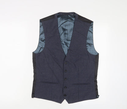Next Mens Blue Polyester Jacket Suit Waistcoat Size 38 Regular