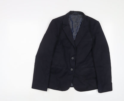 Additional front view of Aspire boys’ blue jacket blazer, size 8, years button