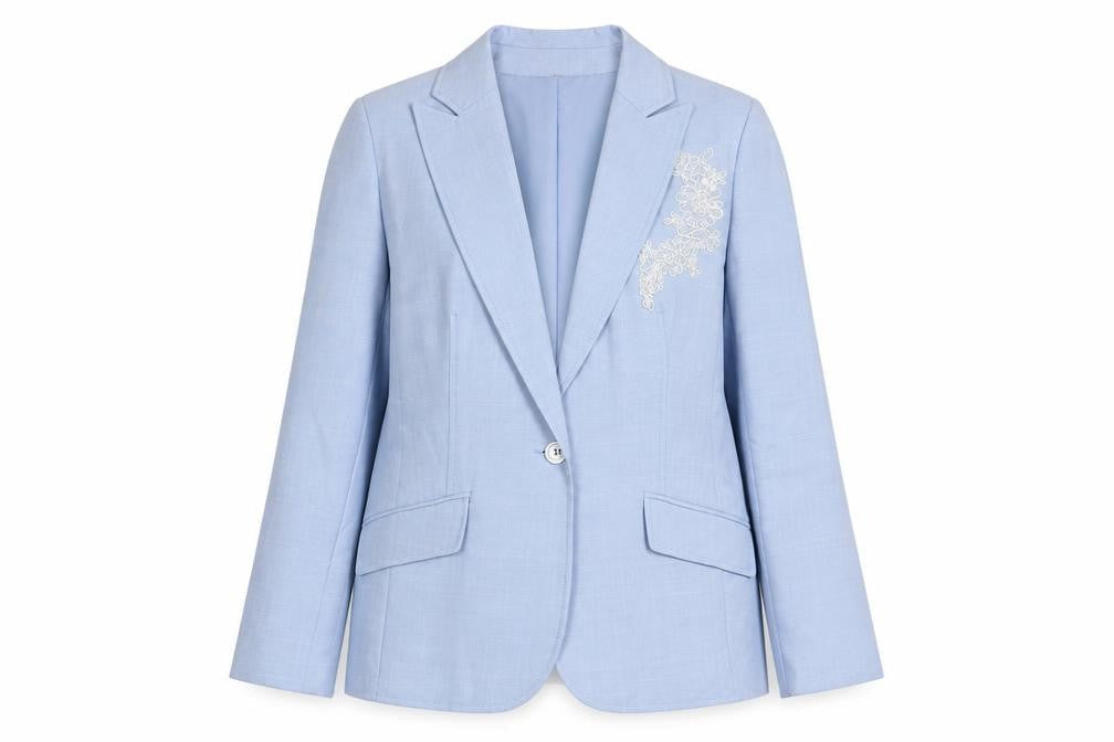 For Women Womens Blue Jacket Blazer Size 16 Button - Embroidered, Sequins