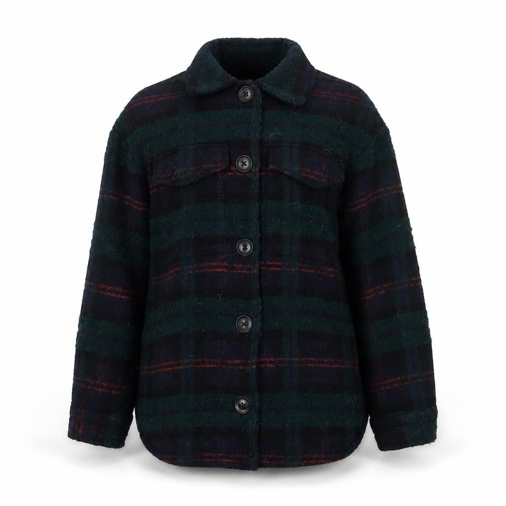 Bershka Womens Green Plaid Jacket Size XS Button