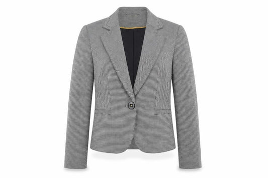 Marks & Spencer Womens White Herringbone Jacket Blazer Size 12 Button