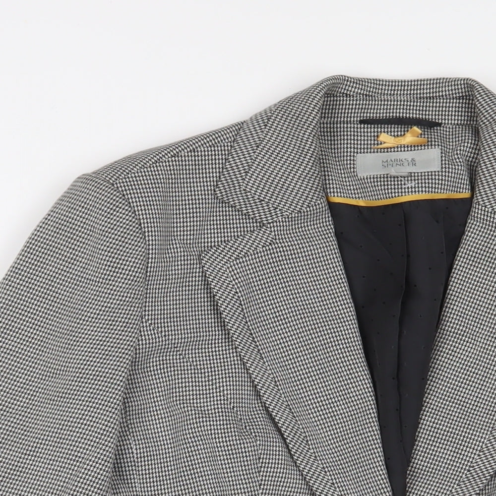 Marks and Spencer Womens White Herringbone Jacket Blazer Size 12 Button