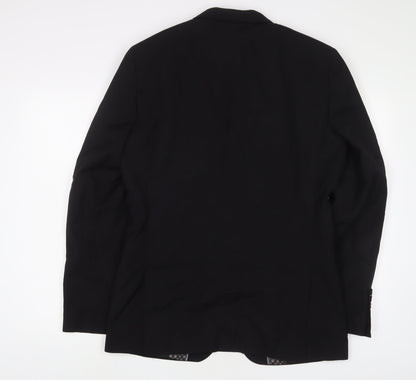 ONESIX5IVE Mens Black Polyester Jacket Suit Jacket Size 40 Regular
