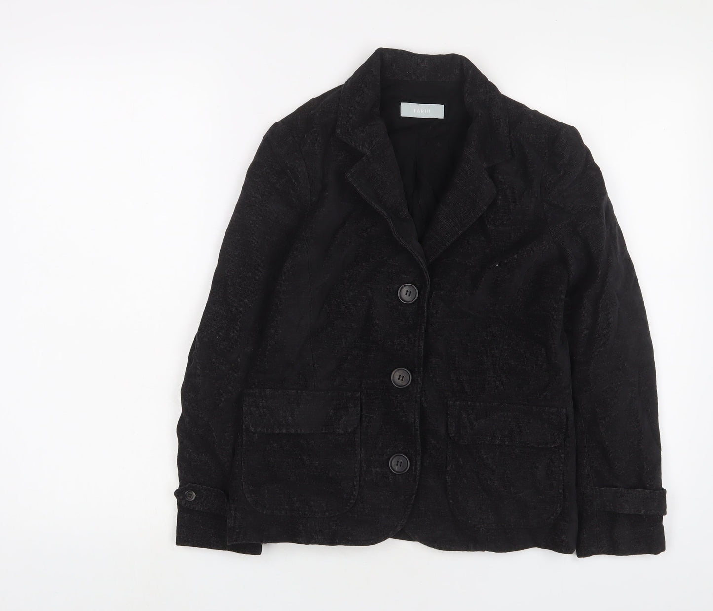 NICOLE FARHI Womens Black Jacket Blazer Size 8 Button