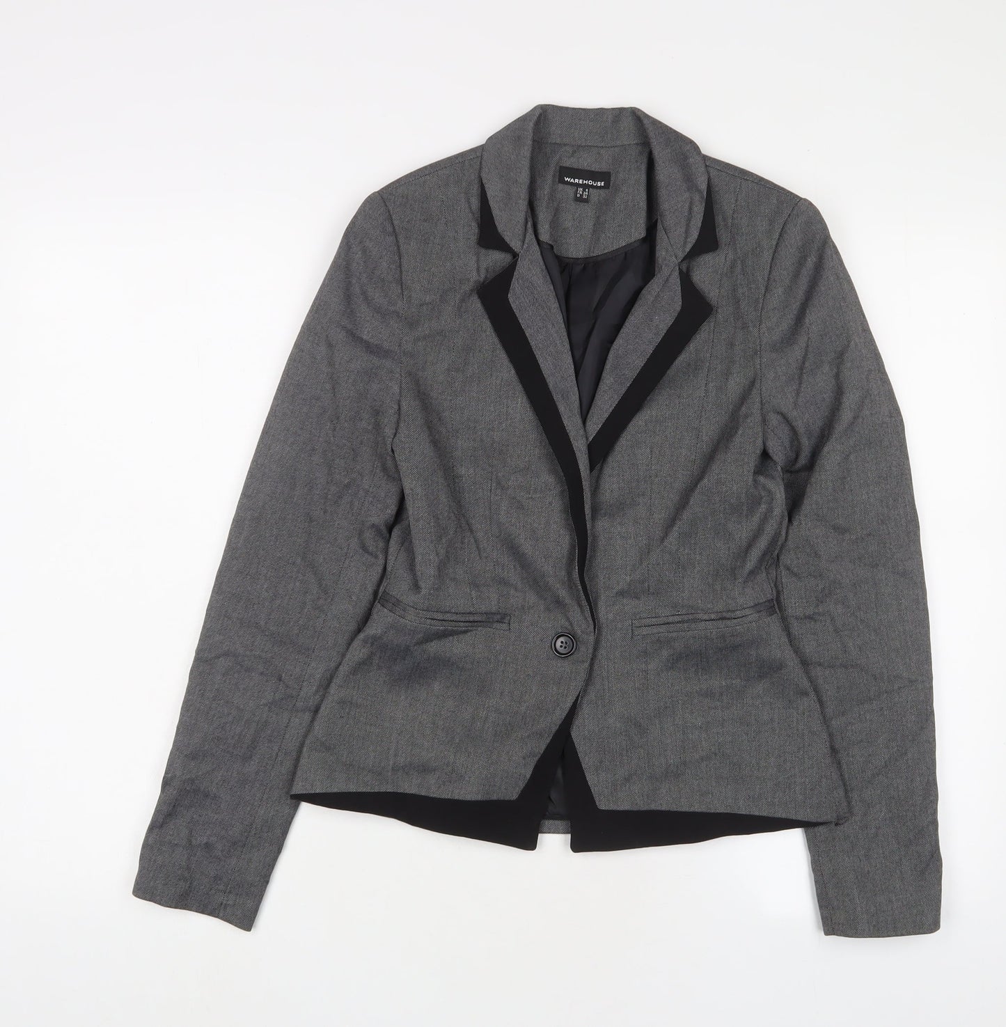 Warehouse Womens Grey Jacket Blazer Size 6 Button
