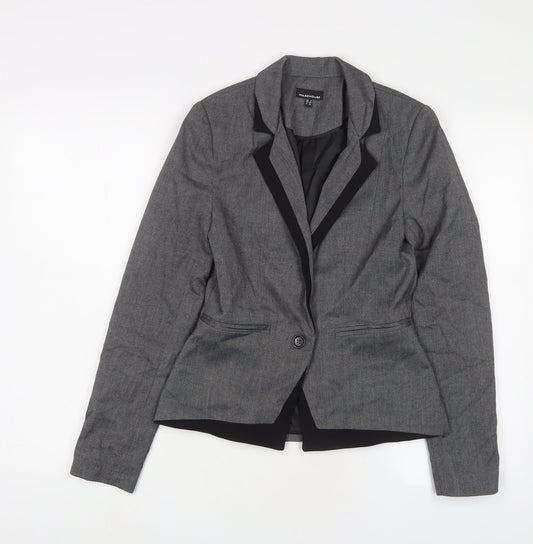 Warehouse Womens Grey Jacket Blazer Size 6 Button