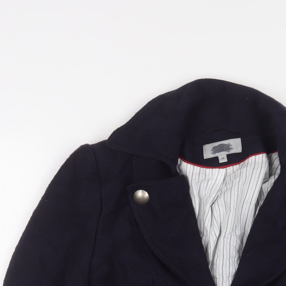Marks and Spencer Womens Blue Jacket Blazer Size 10 Hook & Eye