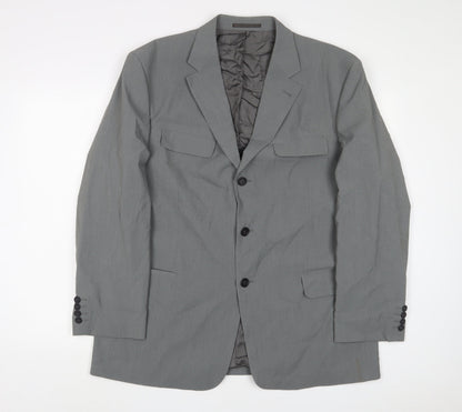 Additional front view of C&A men’s grey polyester jacket suit jacket, size 44, regular