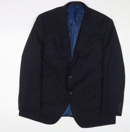Additional front view of Autograph men’s blue wool jacket suit jacket, size 46, regular