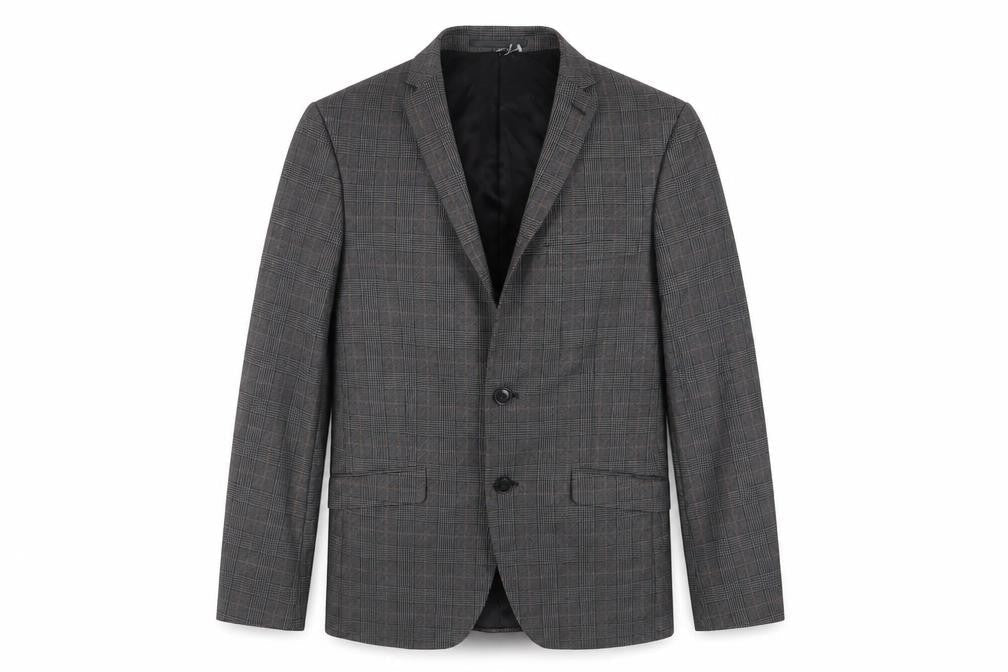 Limehaus Mens Grey Plaid Polyester Jacket Suit Jacket Size 36 Regular