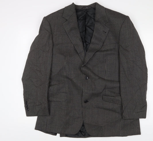 Greensmith & Sons Mens Black Herringbone Wool Jacket Suit Jacket Size 42 Regular - Shoulder Pads
