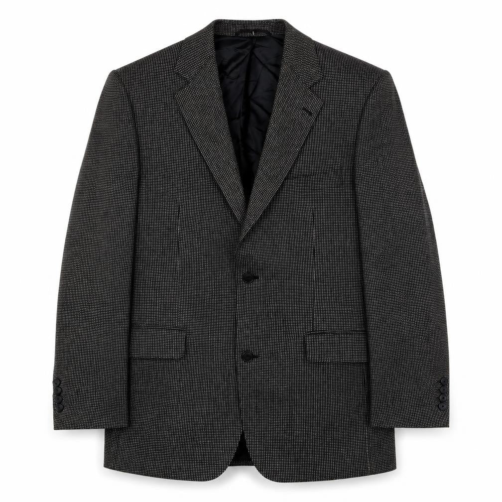Greensmith & Sons Mens Black Herringbone Wool Jacket Suit Jacket Size 42 Regular - Shoulder Pads