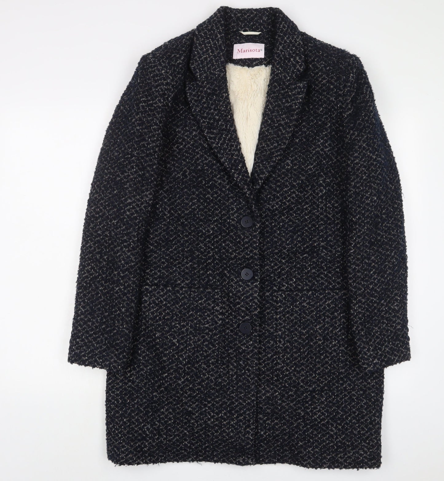 MARISOTA Womens Blue Overcoat Coat Size 12 Button