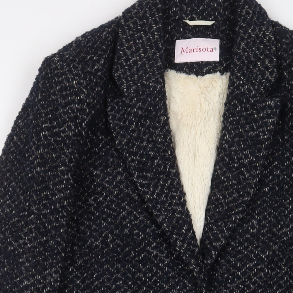 MARISOTA Womens Blue Overcoat Coat Size 12 Button