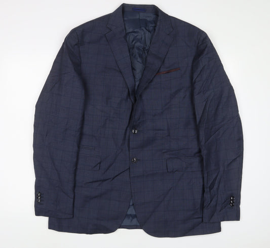 Mango Mens Blue Polyester Jacket Suit Jacket Size 44 Regular