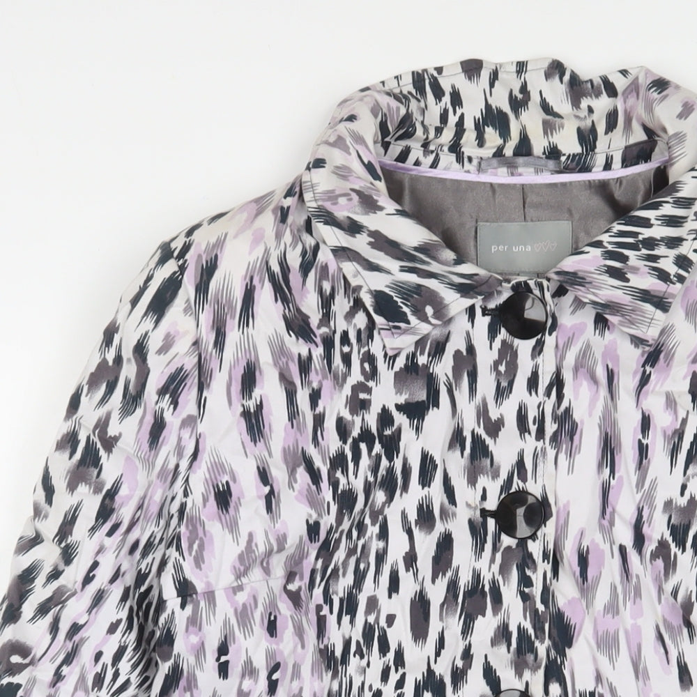 Per Una Womens Purple Animal Print Jacket Size 14 Button