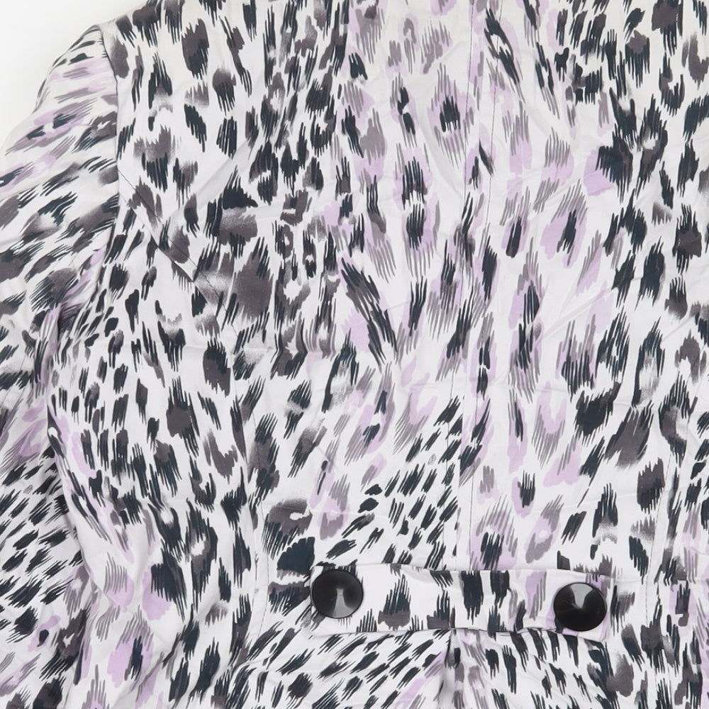 Per Una Womens Purple Animal Print Jacket Size 14 Button