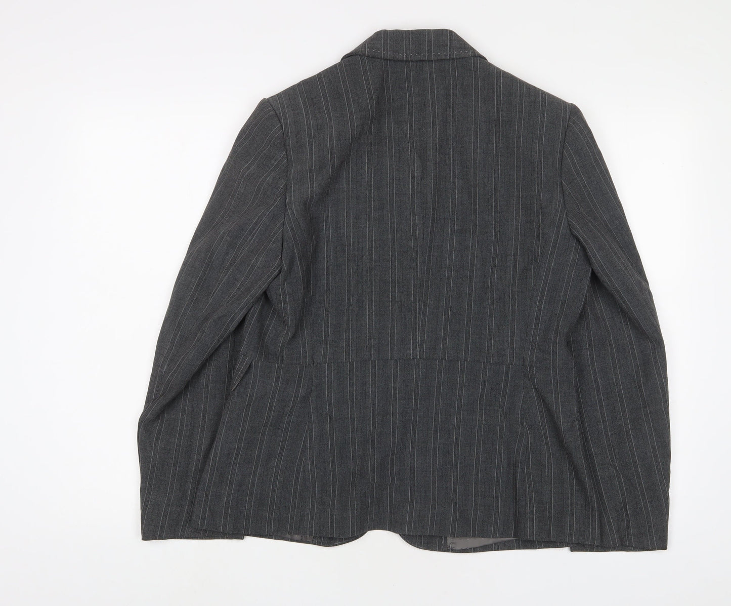 Marks and Spencer Womens Grey Striped Jacket Blazer Size 14 Button