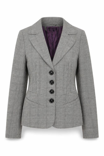 Next Womens Grey Plaid Jacket Blazer Size 8 Button