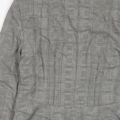 Next Womens Grey Plaid Jacket Blazer Size 8 Button