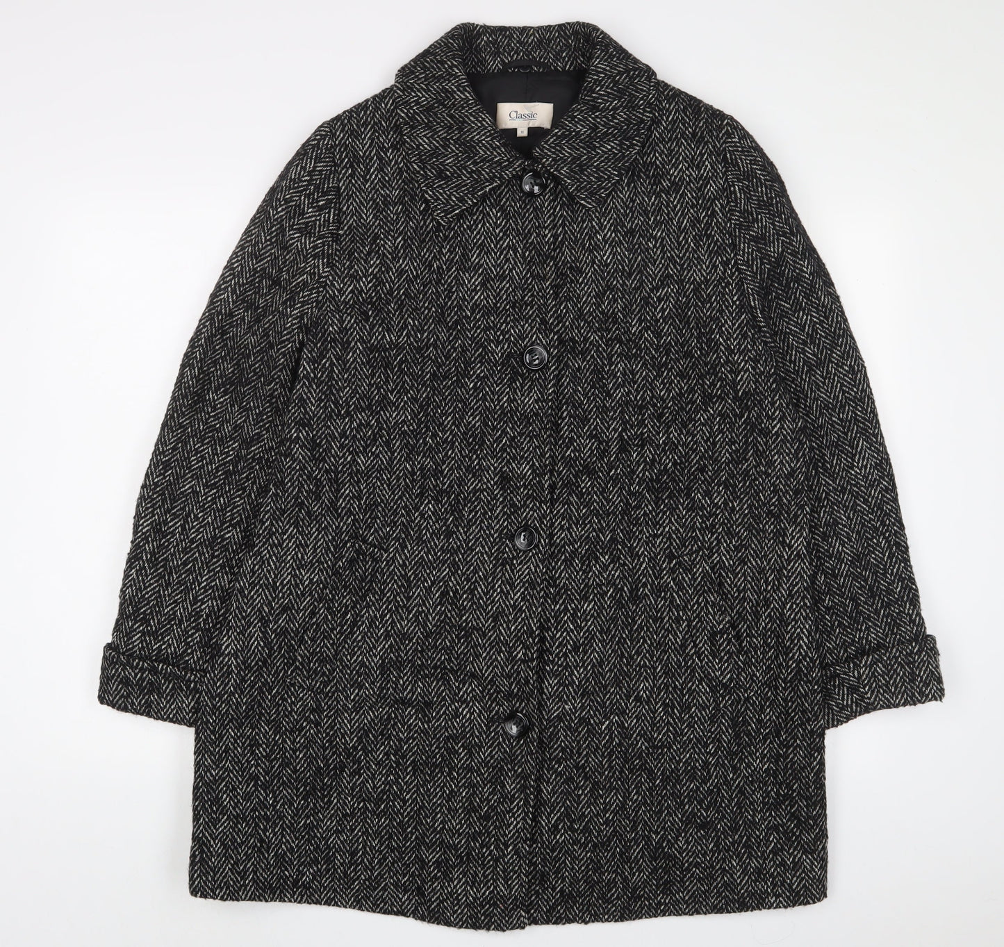 Classic Womens Grey Jacket Coat Size 16 Button