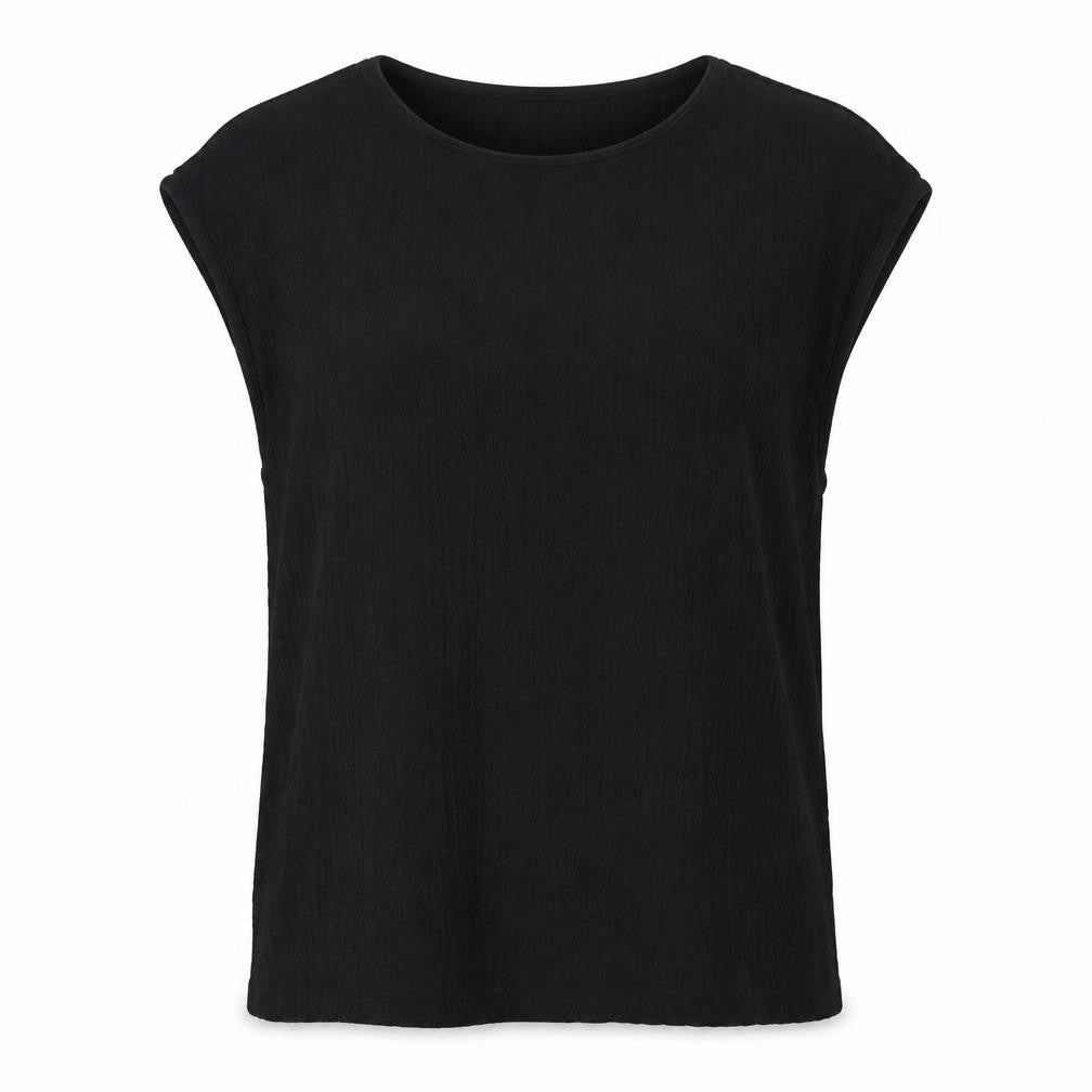 Marks & Spencer Womens Black Polyester Basic Button-Up Size 16 Round Neck