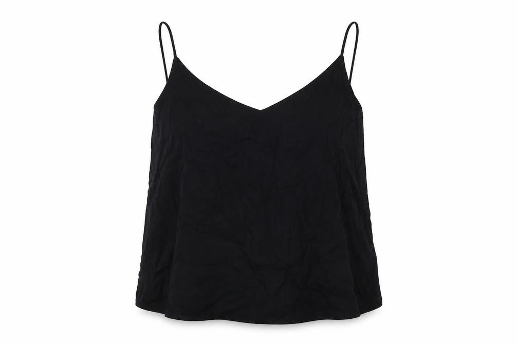 Marks & Spencer Womens Black Linen Basic Button-Up Size 20 V-Neck - Tie Back