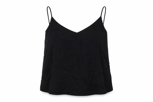 Marks and Spencer Womens Black Linen Basic Button-Up Size 20 V-Neck - Tie Back